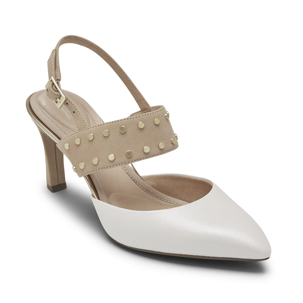 Rockport Womens Heels White - Total Motion Sheehan Studded - UK 162-BPMVCO